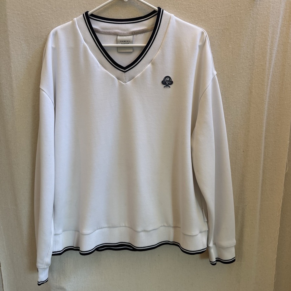 VARLEY Iona V Neck Sweatshirt DoubleSoft White  Athleisure Womens Pick Sz Medium